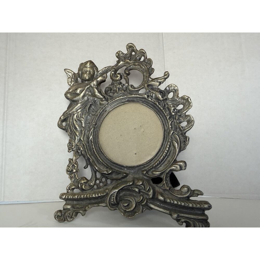 MCM San Pacific Angel Pewter Picture Frame Heavy Detail Victorian Art Nouveau